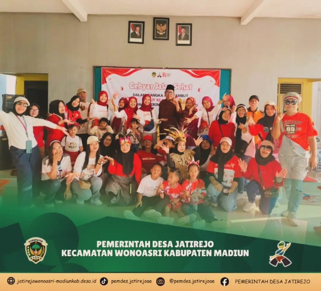 SEMARAK HUT RI KE-81 : PEMERINTAH DESA JATIREJO GELAR GEBYAR JALAN SEHAT PENUH SUKA CITA